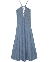 Semicouture - Cut-Out Chambray Maxi Dress - Lyst
