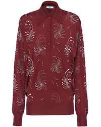 Prada - Crystal-embellished Cashmere Polo Shirt - Lyst