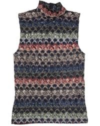 Missoni - Gebreide Top Met Hoge Hals En Zigzag-Patroon - Lyst