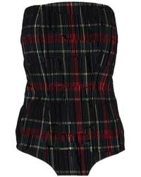 Shirtaporter - Haut-Bustier Plissé À Motif Tartan - Lyst