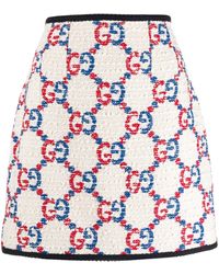 Gucci Tweed-Minirock mit GG - Weiß