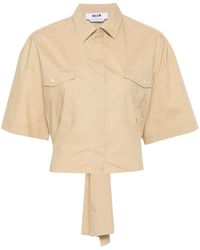 MSGM - Cropped Popeline Blouse - Lyst