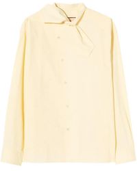 Plan C - Asymmetric-Fastening Tie-Neck Shirt - Lyst