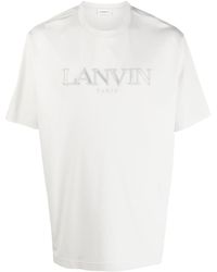 Lanvin - Classic Paris Embroider T-shirt Mastic - Lyst