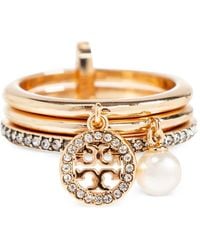 Tory Burch - Icon Pavé Charm Ring - Lyst
