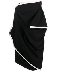 Issey Miyake - Asymmetric Draped Midi Skirt - Lyst