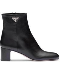 Prada - Leather Ankle Boots 55 - Lyst