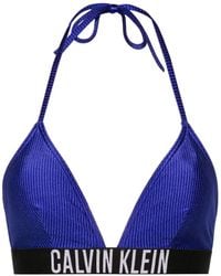 Calvin Klein - Logo-Underband Triangle Bikini Top - Lyst