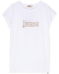 Herno - Crystal-logo-embellishment T-shirt - Lyst