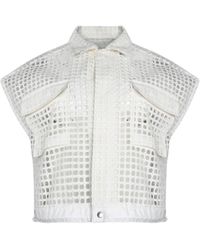 Sacai - Cropped Open-knit Shirt - Lyst