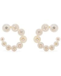 Fernando Jorge - 18Kt Small Circle Mother-Of-Pearl Diamond Earrings - Lyst
