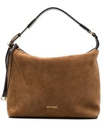 Etro - Logo-Plaque Suede Shoulder Bag - Lyst