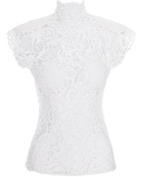 MANURI - Amalie Lace-Overlay High-Neck Top - Lyst