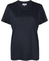 Ganni - T-shirt en coton biologique à logo imprimé - Lyst