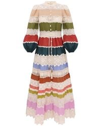 Zimmermann - Indra Lace-Panelled Tiered Maxi Dress - Lyst