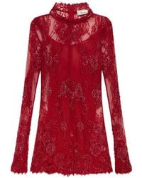 Blumarine - Long-Sleeve Embroidered Mini Dress - Lyst
