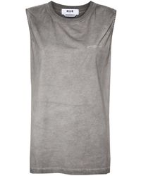 MSGM - Embroidered-logo Tank Top - Lyst