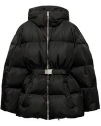 Prada - Piumino Con Cappuccio E Cintura - Lyst