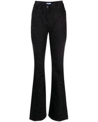 Mugler - Warped Snakeskin-Print Mid-Rise Flared Jeans - Lyst