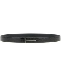 Tom Ford - Reversible Crocodile-Embossed Glossy Calf Leather And Smooth Leather T Belt - Lyst