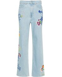 KENZO - Jean Sumire Drawn Flowers à coupe ample - Lyst
