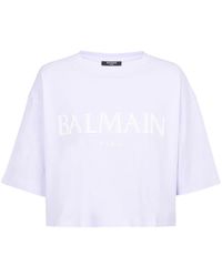 Balmain - Camiseta corta con parche del logo - Lyst