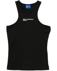 KARL LAGERFELD - Logo-Print Ribbed-Knit Top - Lyst