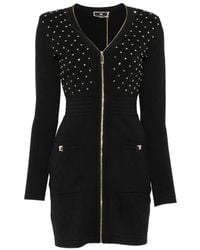 Elisabetta Franchi - Stud-Embellished Diamond-Quilted Mini Dress - Lyst