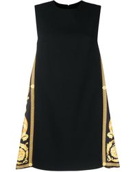 Versace - Barocco Mini-jurk Met Contrasterend Vlak - Lyst