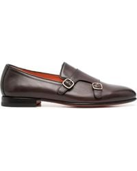Santoni - Double-Buckle Leather Shoes - Lyst