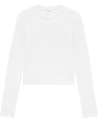 Courreges - Gerippter Pullover mit Logo-Stickerei - Lyst
