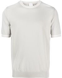 Eleventy - Stripe-trim Fine Knit T-shirt - Lyst