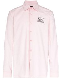 Raf Simons Embroidered Slim Fit Cotton Shirt - Pink