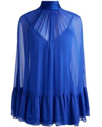 Alice + Olivia - Zenon Tie Neck Mini Cape Dress - Lyst