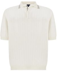 Paul & Shark - Striped-Trim Ribbed-Knit Polo Shirt - Lyst