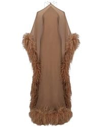 ‎Taller Marmo - Sza Sza Spirito Feather-Trim Maxi Kaftan Dress - Lyst