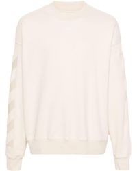 Off-White c/o Virgil Abloh - Diagonal Stripe-embroidered Cotton Sweatshirt - Lyst