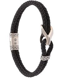 John Hardy - Silver Classic Chain Woven Leather Bracelet With Station - Lyst
