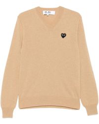 COMME DES GARÇONS PLAY - Heart-Embellished V-Neck Sweater - Lyst