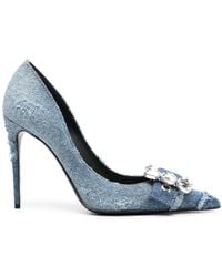 Dolce & Gabbana - Crystal-Embellished Denim Pumps - Lyst