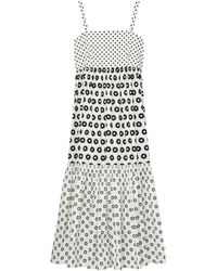 Tory Burch - Graphic-print Square-neck Flared Dress - Lyst