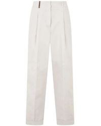 Peserico - Pleated-Design Turn-Up Trousers - Lyst