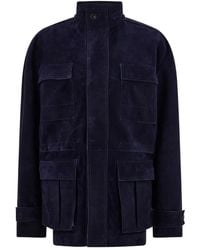 Ferragamo - Utility Pockets Suede Blouson - Lyst