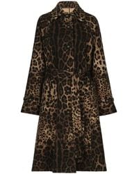 Dolce & Gabbana - Leopard-print Belted Single-breasted Coat - Lyst