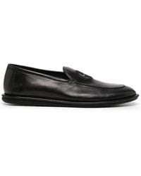 Giorgio Armani - Embroidered-Logo Leather Slippers - Lyst