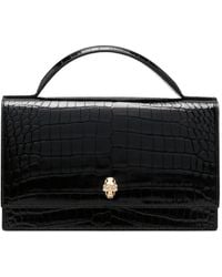 McQueen - Skull Crocodile-Effect Leather Tote Bag - Lyst