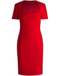 BOSS - Short-Sleeve Midi Dress - Lyst