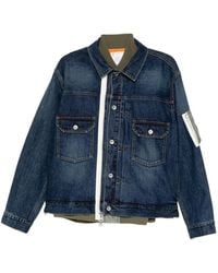 Sacai - Denim Layered Twill Jacket - Lyst