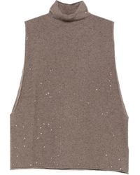 Antonelli - Top A Collo Alto Con Paillettes - Lyst