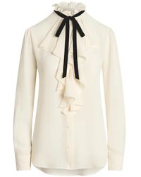 Ralph Lauren - Ruffled-Neck Blouse - Lyst
